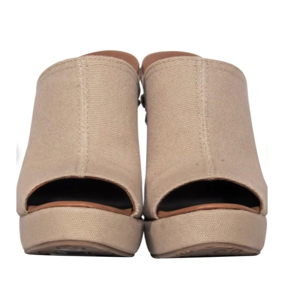 Tory Burch Meredith Studded Logo Wedges Canvas Natural - Picture 5 of 14